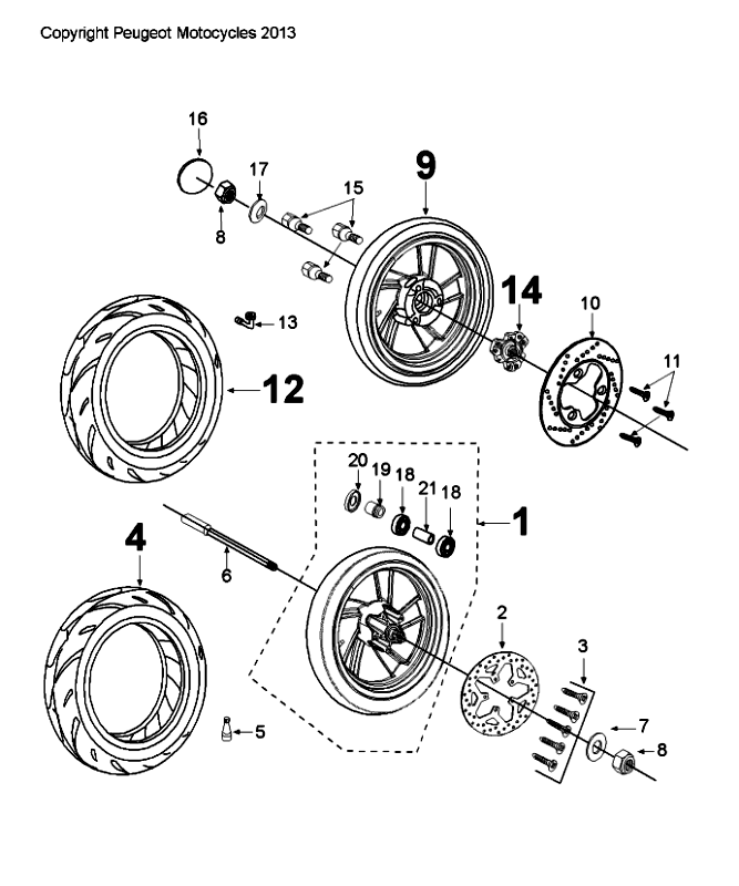 Räder Peugeot Citystar 50 Braun