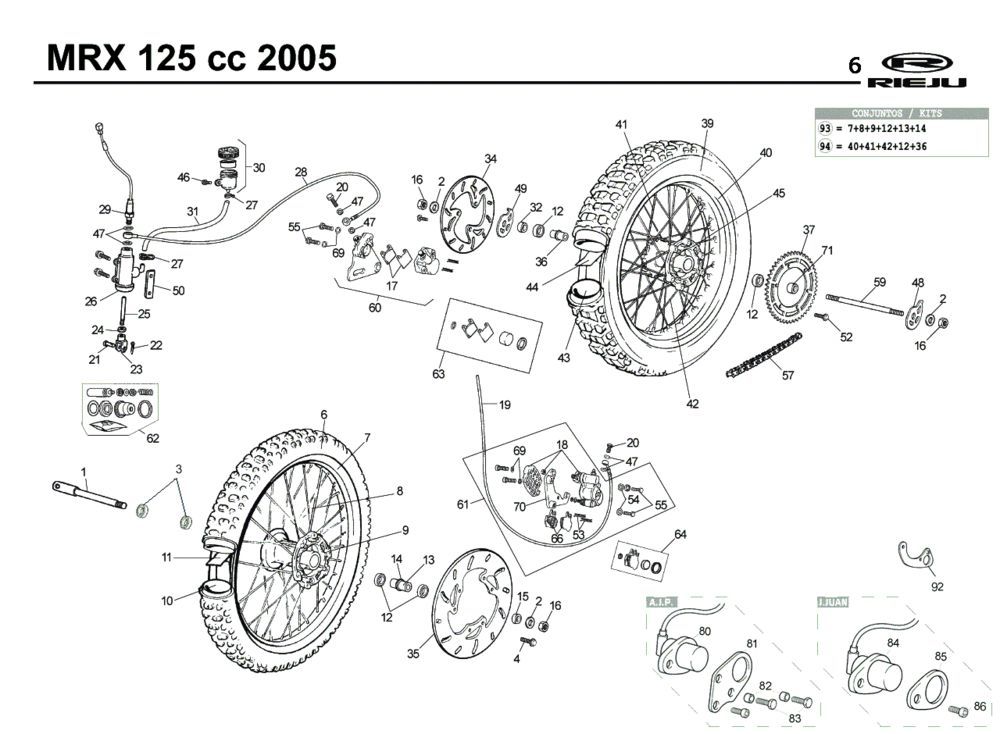 Räder Rieju MRX 125 rot 2005 4-Takt