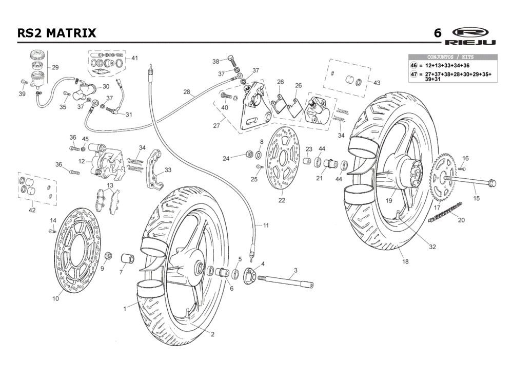 Räder Rieju Rs2 gelb 2005 2-Takt
