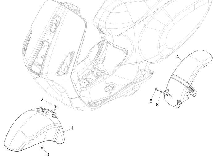 Kotflügel vorne Vespa Sprint grau titanio 742/b