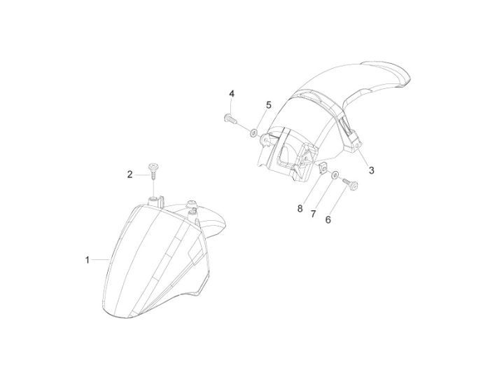 Kotflügel Piaggio Zip 2000 2-Takt AC Silber 738