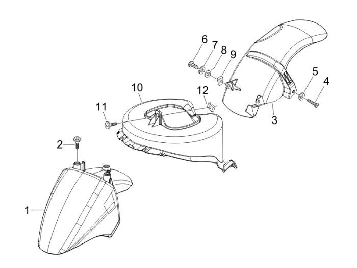 Schutzblech Piaggio Fly 4-Takt schwarz 94