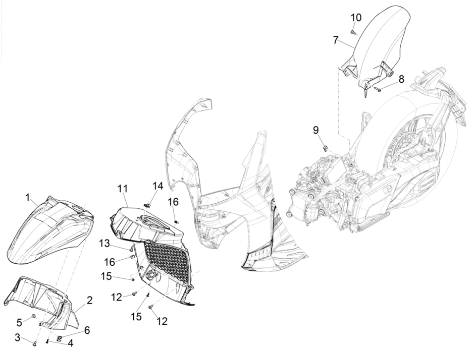 Radraum - Piaggio Beverly 300 4T 4V HPE ABS E5 2021-2022 Kotflügel (EMEA)