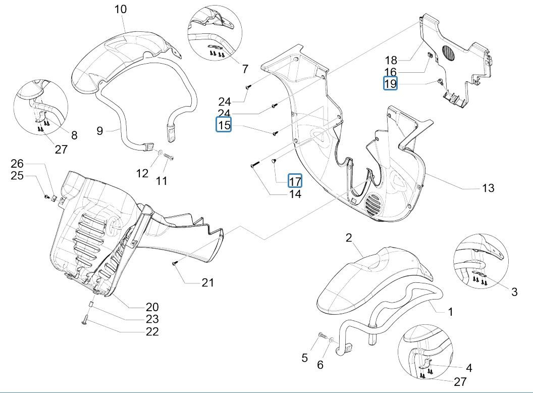 Radraum - Piaggio MP3 300 ie E4 LT BUSINESS Kotflügel - SPORT NOABS-ABS 2016 - 2018 (EMEA)