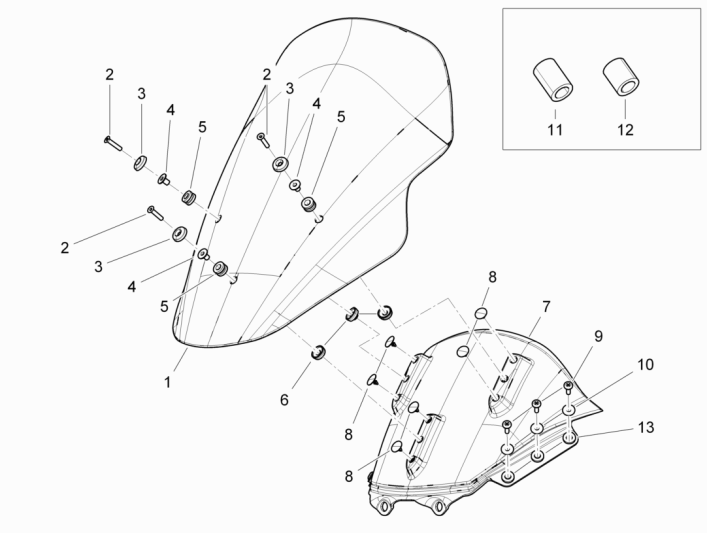 Windschutzscheibe - Windows Piaggio MP3 300LT Sport 2009-2014 grauer Pulsar 711/B