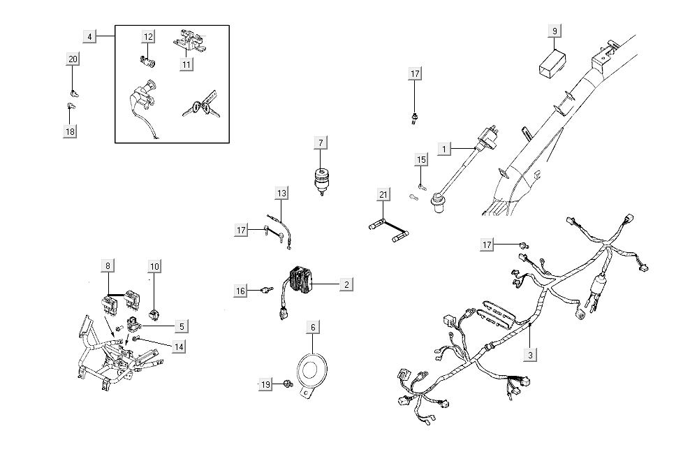Kabelbaum Kymco Super8 Street 50i E4 Matt Grau