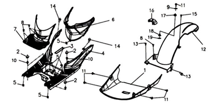 Fußplatte/Rahmenabdeckung Sym Symphony ST 125I E4 Weiß (WH-006)