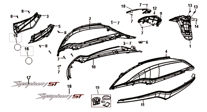 Sym Symphony ST 125I E4 Weiße Beschichtung (WH-006)