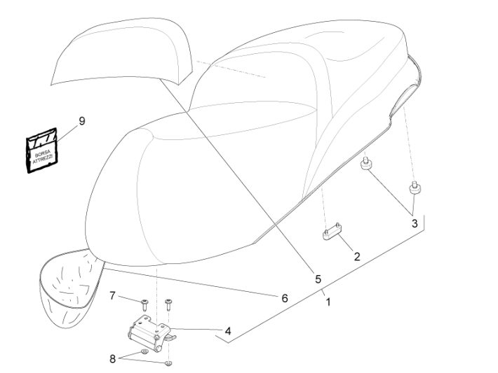 Sattel - Sitz Piaggio Beverly 350 E3 Sport Touring 2013-2014 mattschwarz 93/B