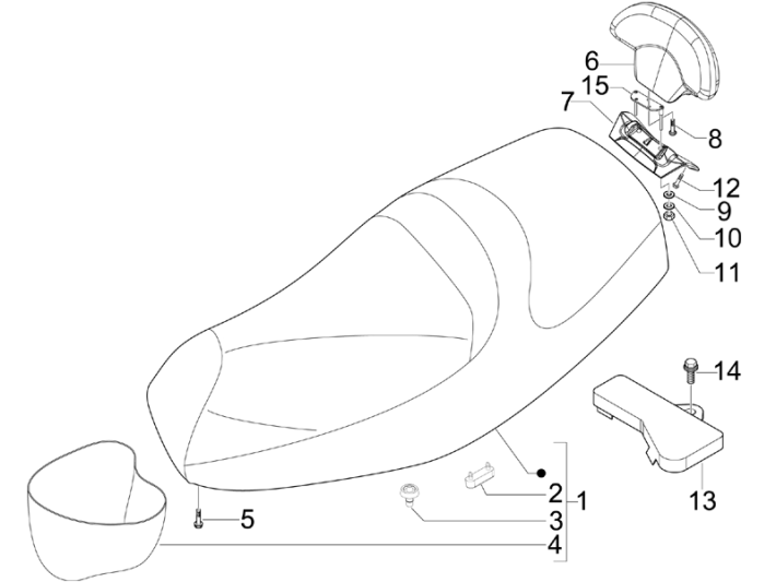 Sattel - Sitz Piaggio MP3 300LT Sport 2009-2014 grau orion 713/B