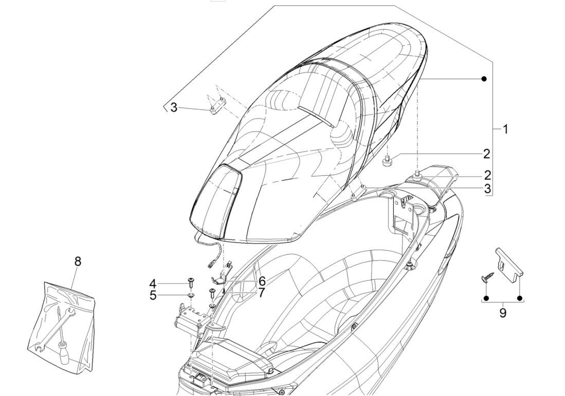 Sattel für Piaggio MP3 300 HPE /300 HPE SPORT E5 ABS 2020-2022 (EMEA)
