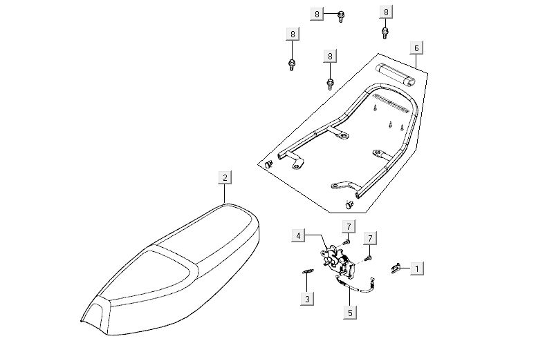 Sattel Kymco Activ 4-Takt rot-schwarz