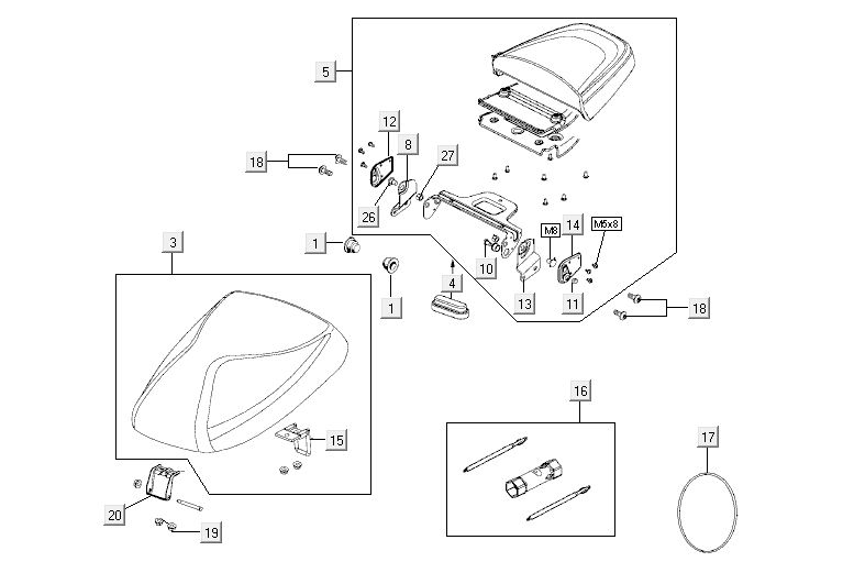 Sattel Kymco Agility 10' 4-Takt weiß silber