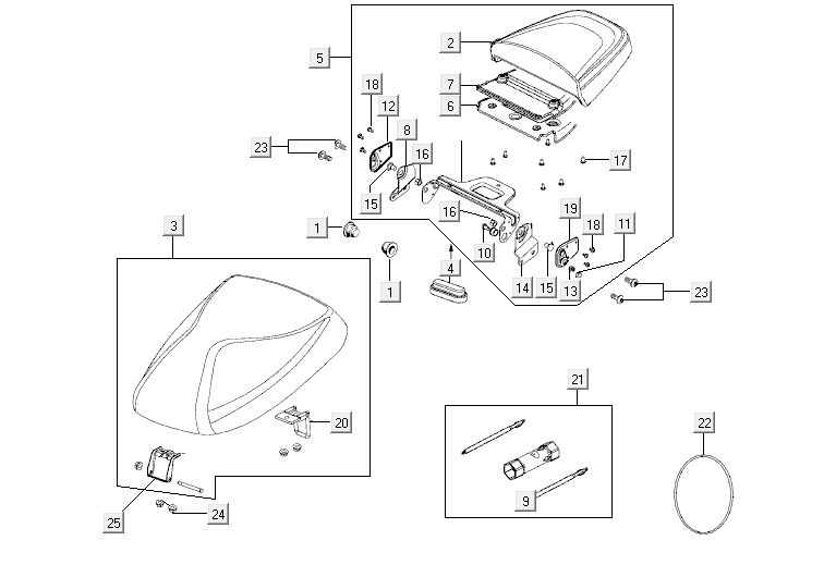 Sattel Kymco Agility 12' 4-Takt schwarz