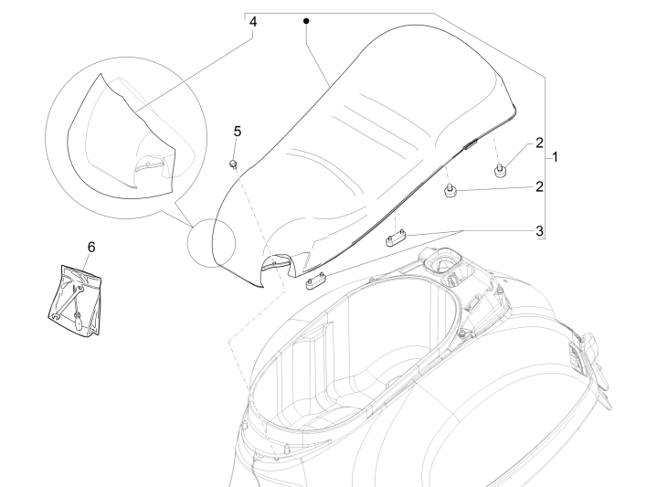 Sattel Vespa GTS 300 dh 2008-2016 (mit und ohne ABS) schwarz 94