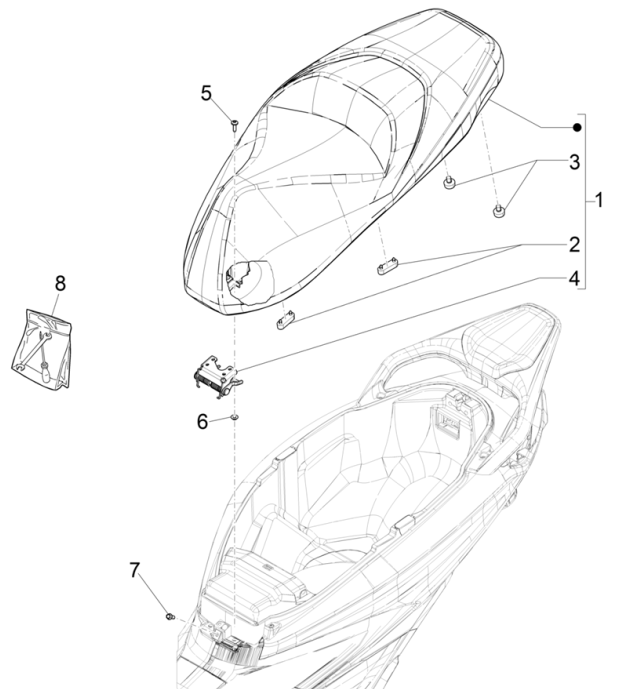 Sattel/Sitz Piaggio Beverly 300 4T 4V HPE ABS E5 2021-2022 (EMEA)