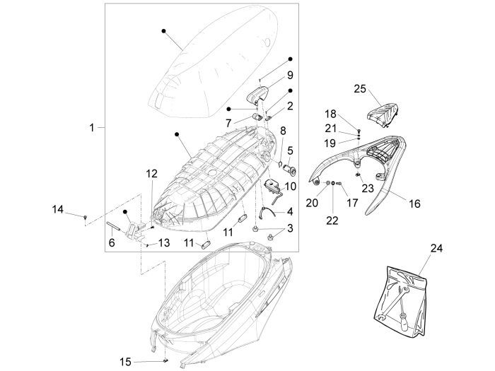 Sattel Piaggio New Fly 4-Takt 2-Ventil