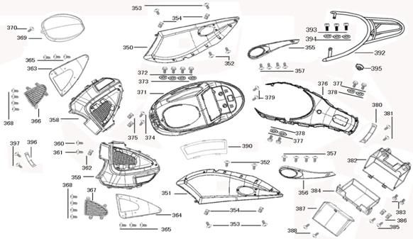 Seitliche Mittelkappen China Joy /Legend weiß creme