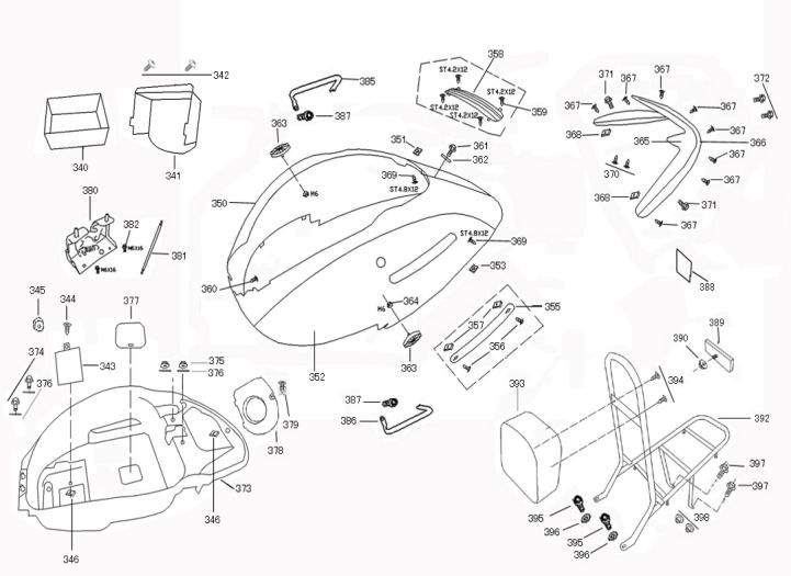 Träger für Seitenverkleidung China Retro Extra Mattschwarz