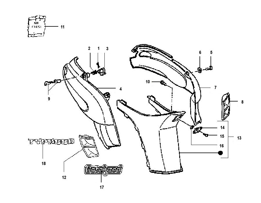 Seitenverkleidung Piaggio Typhoon 98-2005 2-Takt