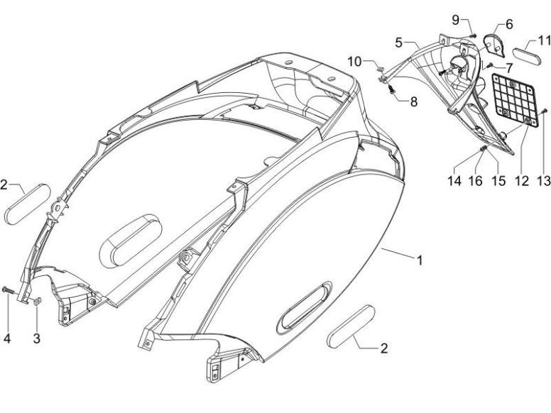 Seitenverkleidung Piaggio Zip 2000 4-Takt AC schwarz 94