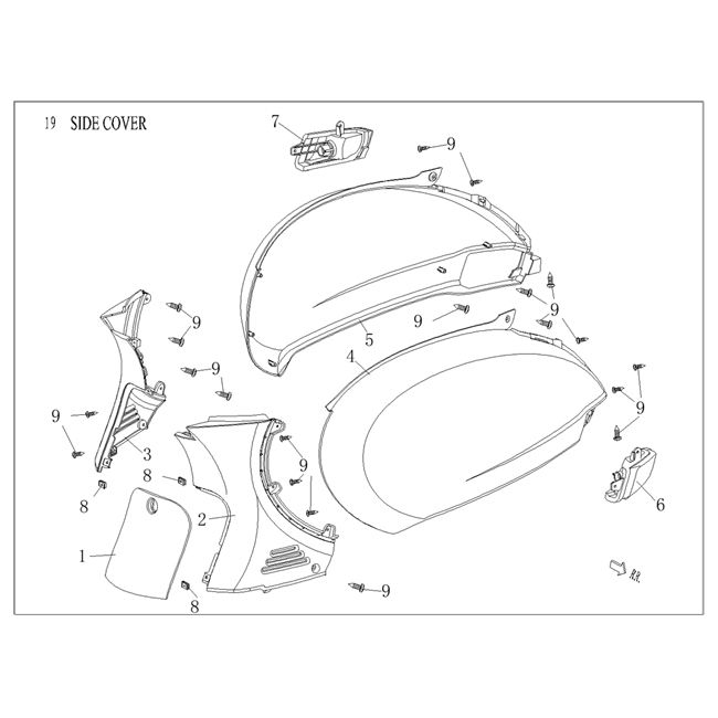 Seitenverkleidungn Agm Vx50 plus dunkelblau