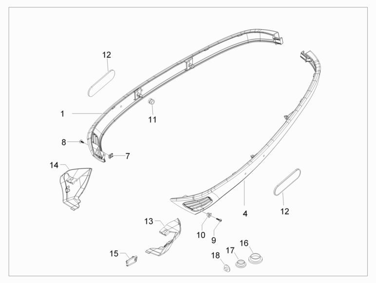 Seitenschweller Vespa S 2-Takt schwarz lucido 94
