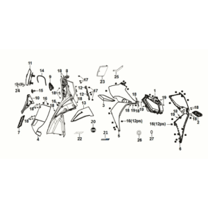 Vorderdeckel - Innenbox Sym Jet 14 50I E5 Mattschwarz (BR-497U)