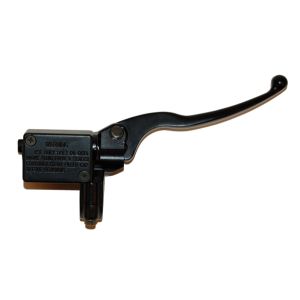 Bremspumpe komplett mit Bremshebelanschluss Bremsleitung unten - universal - Kolbendurchmesser = 12/7 mm - rechts schwarz