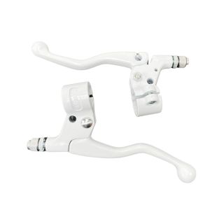 UNIVERSEEL PUCH MAXI/ TOMOS Set remgreep / grepen wit kort metaal Lusito (14.5CM)