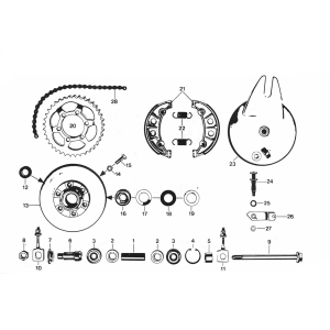 Hinterradnabe - Hinterrad - Zündapp 529-Kette alle Typen