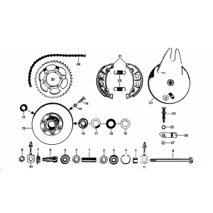 Hinterradnabe - Hinterrad - Kette Zundapp KS 50 530-510, 011, 012, 014 und 500