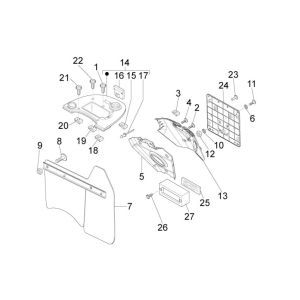 Batteriedeckel hinten Vespa Lx 45km 4-Takt 4-Ventil mattschwarz 79/A