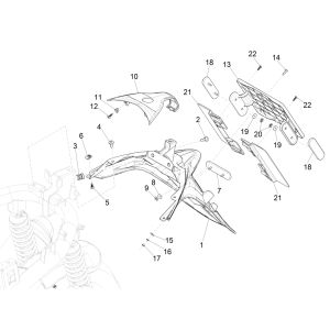 Piaggio Medley 125 4T IE ABS E4 2016-2019 hinterer Kotflügel (EMEA)