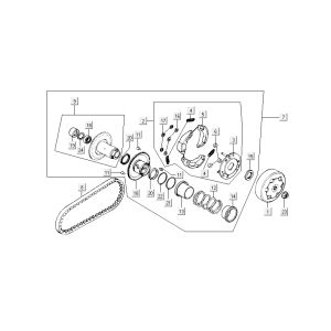 Hintere Kupplung - V-Saite Kymco DJ 2-Takt Silber