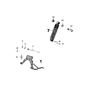 Teleskop hinten und Ständer Peugeot Speedfight 3 AC Schwarz