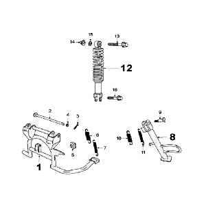 Teleskop hinten und Ständer Peugeot V-clic Silbergrau