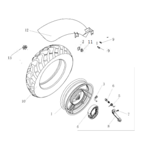Hinterrad AGM Ape50 braun