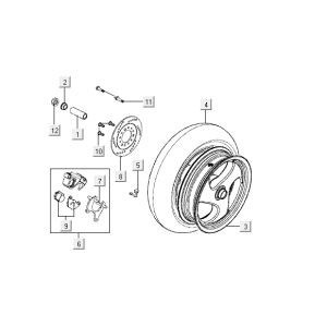 Hinterrad Kymco Super9 2t lc om mattschwarz-rot