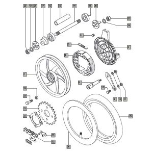 Achterwiel nieuw Tomos QUADRO E-START (25-45KMH) (K8-L0)