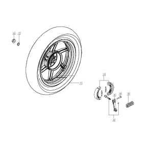 Hinterrad Kymco Super8 Street 50i E4 Matt Schwarz