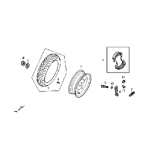 Hinterrad Sym Fiddle III Mattschwarz