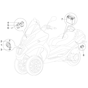 Funkschalter - Batterie - Hupe Piaggio MP3 300LT Sport 2009-2014