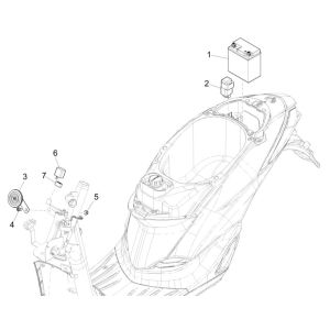 Fernschalter - Batterie - Claxon Piaggio Liberty 125 4-Takt 3V IE ABS