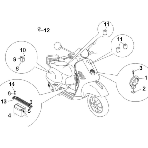 Fernschalter - Batterie - Hupe Vespa GTS 250 ie 2005-2009 (mit ABS)