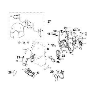 Bekleding voorzijde Peugeot Django 125 Allure E3 2014-2017 CHOCOLATE (K2)
