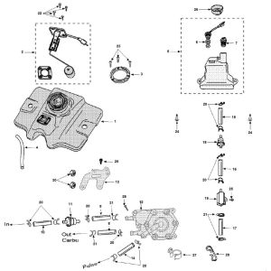 Kraftstofftank - Auspuff Peugeot Speedfight 3 4-Takt