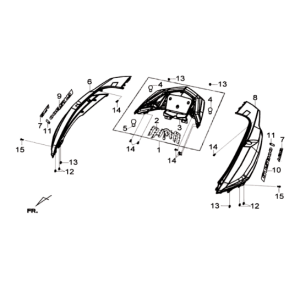 Sym Joymax 300I ABS E3 2014-2016 Grau (GY-517S) Rückwand