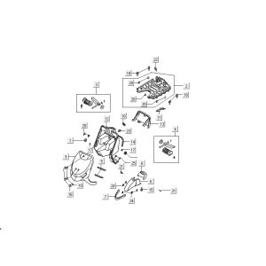 Frontbeschichtung in der Mitte Kymco DJ 2-Takt Silber