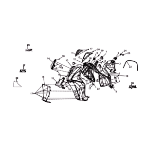 Frontplatte/ Innenplatte/ Blinker Sym Symphony ST 125I E4 Blau/ Schwarz/ Silber (BU-280S/BK-001C/S-882U)